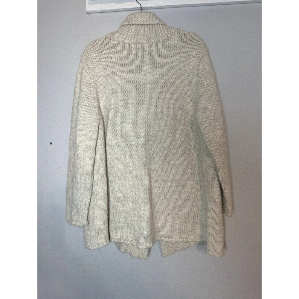 J. Jill Alpaca Blend Chunky Knit Open Cardigan Sweater XL Light Gray Long Sleeve